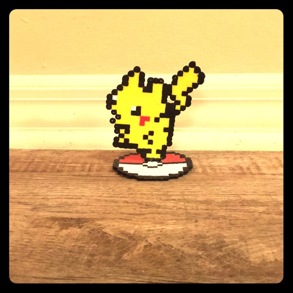 This is a perler bead Picachu stand.